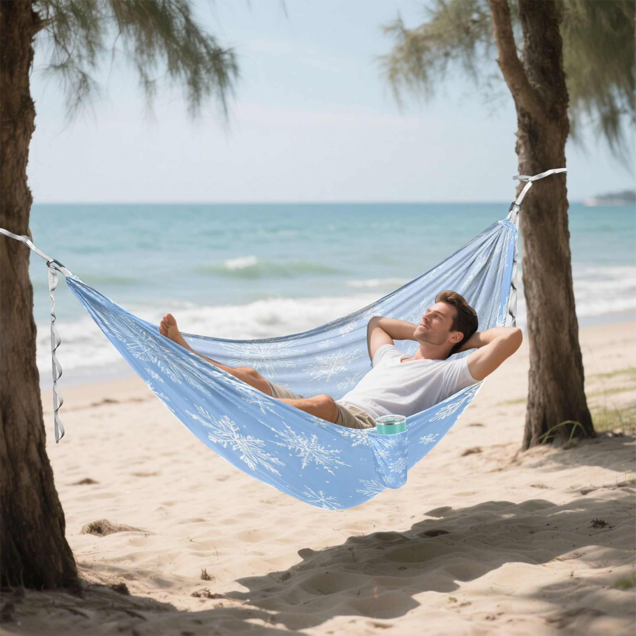 Hammock Camping Hammock Nylon Portable Hammock Travel Camping Hammock White Snowflakes