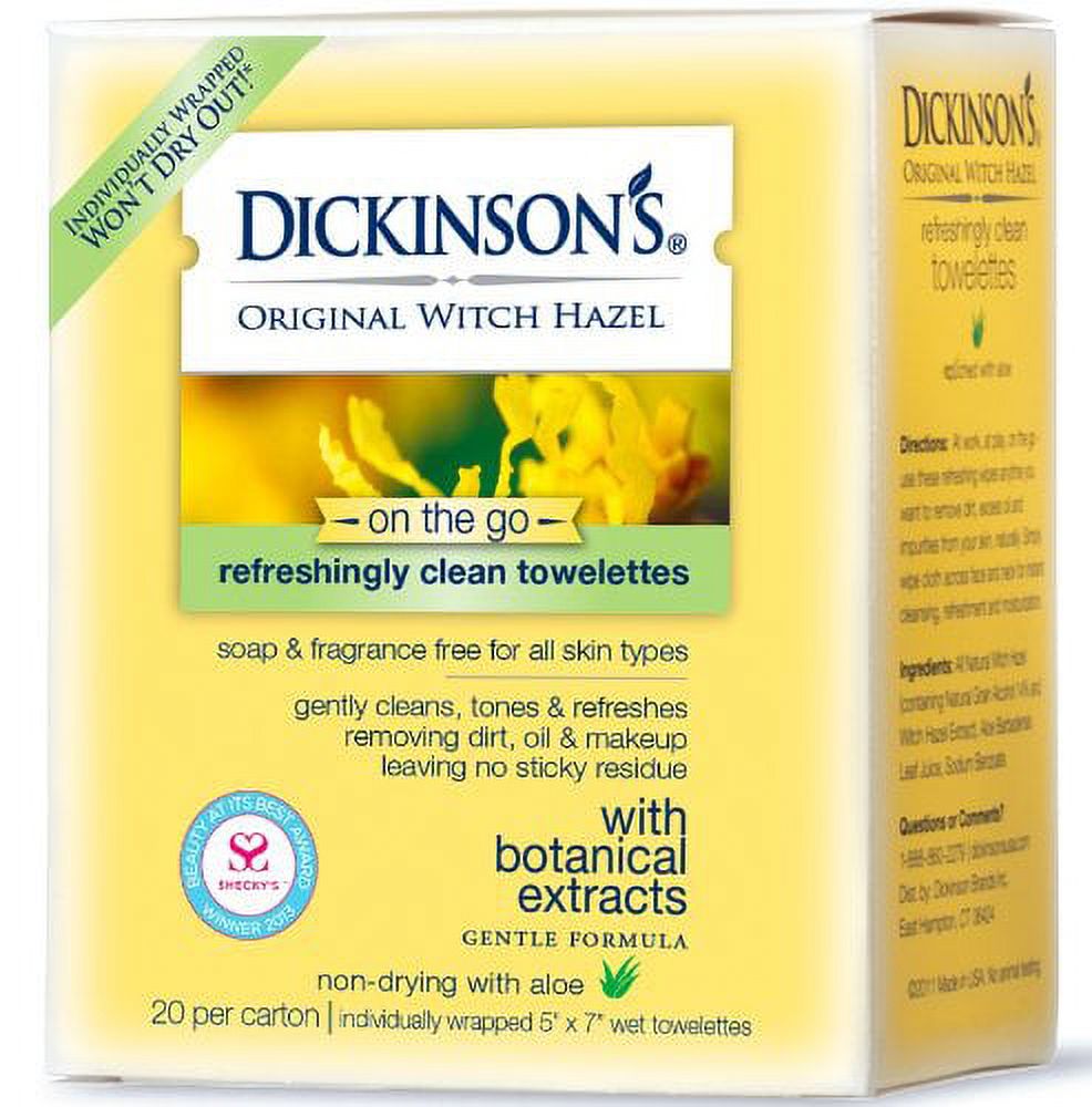 Dickinson's Original Refreshingly Clean Facial Wipes Towelettes, Witch Hazel and Aloe, 20 Ct - image 2 of 7