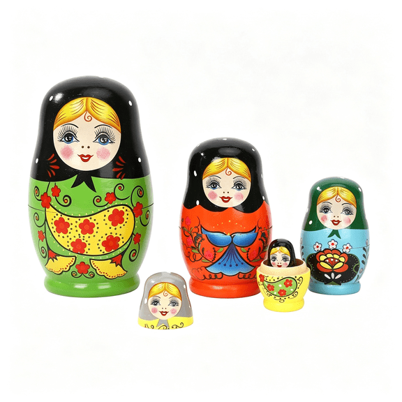 CYFW Russian Nesting Dolls Matryoshka Doll Handmade Wooden Dolls 5 Pcs Wooden Stacking Toys Collectible Gifts Children Kids Halloween Christmas Wishing Gift Vivid Colors Smooth Edges Princess