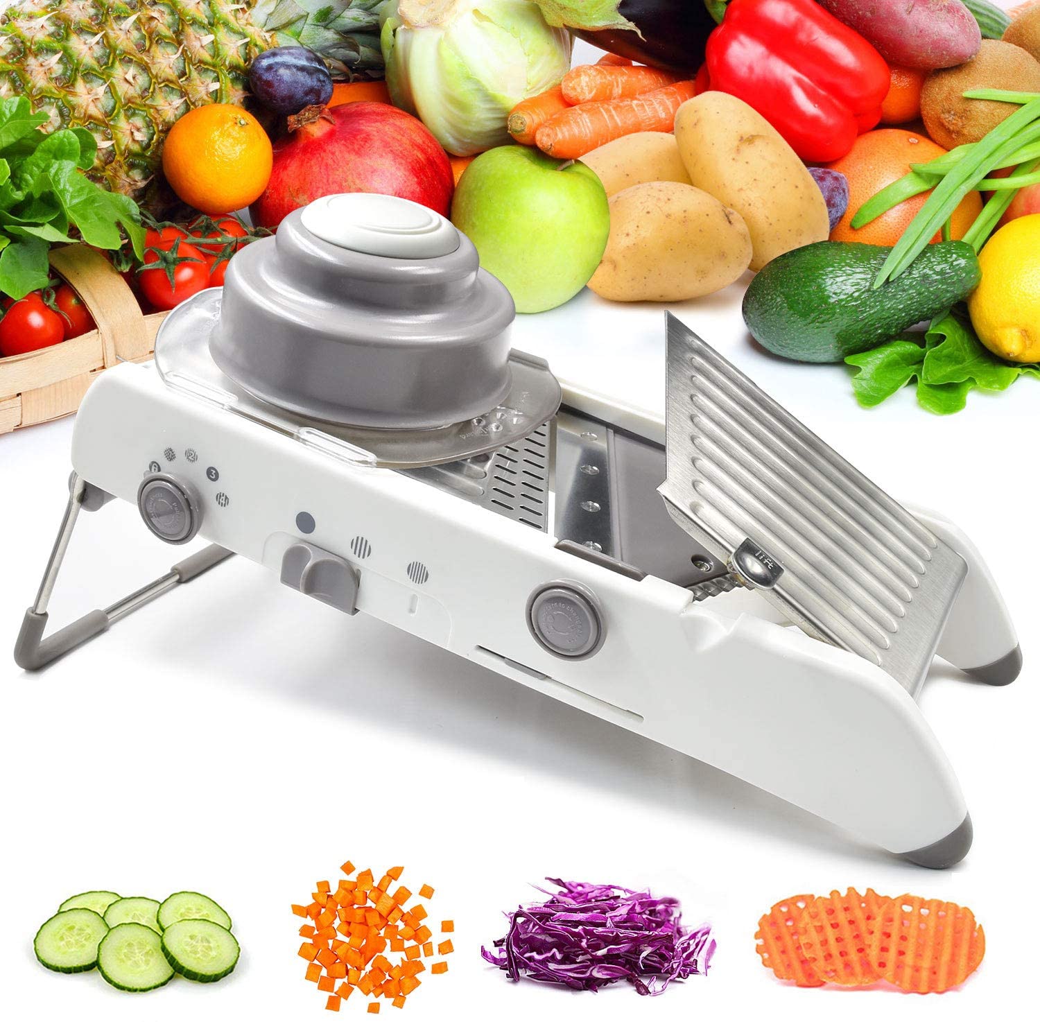 Vegetable Mandoline Slicer Waffle Cutter French Fry Shredder Fruit