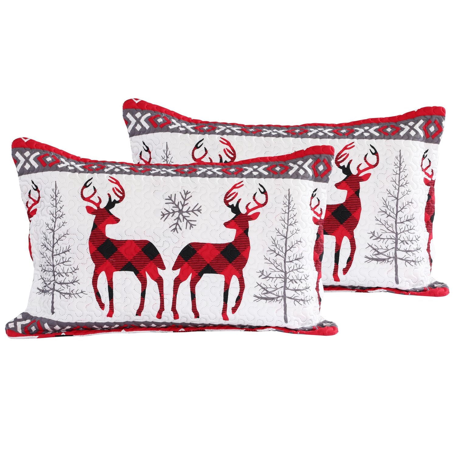 Marina Decoration Rich Printed Embossed Pinsonic Coverlet Bedspread Ultra Soft Bedding Summer Christmas Quilt Ensemble avec taies d'oreiller, motif flocon de neige de Noël et cerf