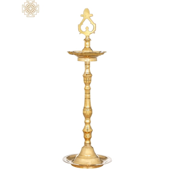 16 Inch South Indian Traditional Lamp Brass - Handmade Decorative Oil Lamp