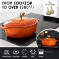 thumbnail image 4 of Cocotte de hierro fundido esmaltado MUELLER HOME de 5,5 qt, naranja, 4 of 8