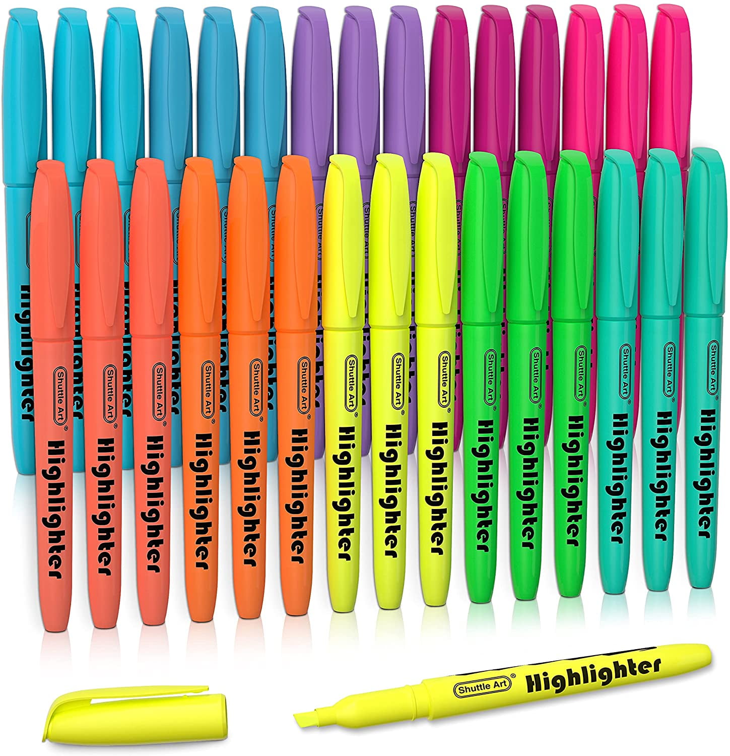 Ideal for Home Office Pack of 6 Highlighter Pens School Use Assorted Colours U.Highlight