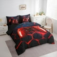 thumbnail image 3 of jejeloiu Neon Gamepad Twin Bedding Sets 7-Piece,Modern Video Game Bedding Comforter Set,Red Black Honeycomb Sheet Sets For Boys Kids,Super Cozy Bedroom Decor Reversible, 3 of 8