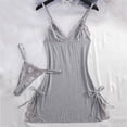 thumbnail image 6 of Stamzod Women's Lace Nightgown with Briefs 2 Piece Set V Neck Night Dress Sleepwear Side Drawstring, Adjustable Spaghetti Straps, Bow Detail S, 6 of 10