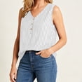 thumbnail image 5 of Hfnxid Womens Tank Top Striped Sleeveless Satin Tops Button Up V Neck Shirt Fashion Slim Work Business Shirts White XXL, 5 of 7