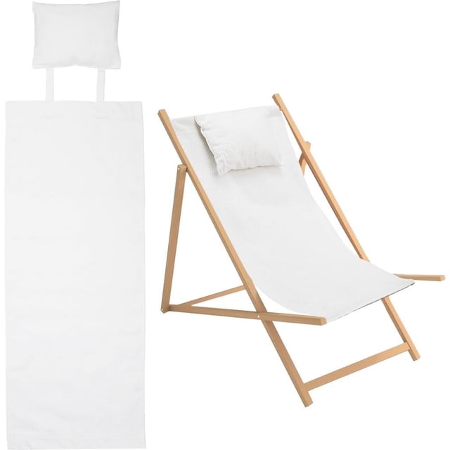 Tela de lona para silla de playa de 44 x 16 pulgadas con almohada de 1,5 mm de grosor, color blanco, para silla de salón informal, tela de repuesto para silla plegable de exterior.