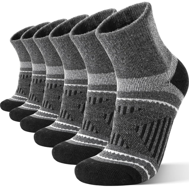 Calcetines de Senderismo EBMORE de Lana Merino con Compresión para Invierno, 6 Pares