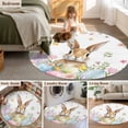 thumbnail image 5 of Round Rugs 7Ft, Easter Round Area Rug Washable Indoor Throw Carpet, Spring Rabbit Colorful Eggs Budding Florals Leaf Large Non Slip Circle Rug for Dining Room Playroom Home Decor Aesthetic, 5 of 8