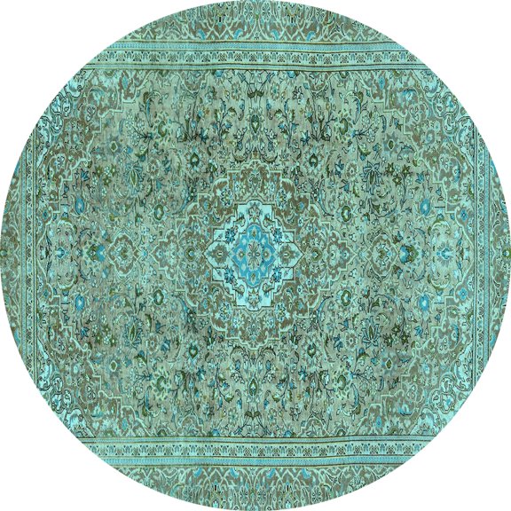 Ahgly Company Indoor Round Abstract Light Blue Modern Area Rugs, 6' Round