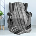 thumbnail image 4 of Rustic Soft Flannel Fleece Throw Blanket, Black and White Photography of Tuscany House Doorway Florence with Lion Head Handlers, Cozy Plush for Indoor and Outdoor Use, 70" x 90", Grey, by Ambesonne, 4 of 5