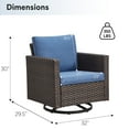 thumbnail image 7 of Gymojoy 4 Pieces Outdoor 360° Swivel Rocker Patio Chairs, Patio Swivel Rocking Glider Chairs Set of 4, PE Wicker Swivel Rocking Furniture Set, Brown Blue, 7 of 7