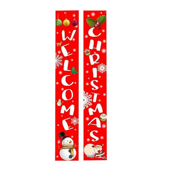 AnuirheiH Merry Christmas Door Banners Porch Sign Hanging Banner Flag for Home Wall Indoor Outdoor Christmas Party Decorations