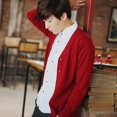 thumbnail image 1 of Suéter de punto de primavera y otoño para hombre, cárdigan fino, color sólido, chaqueta de punto de algodón con cuello en V para hombre joven, 1 of 6