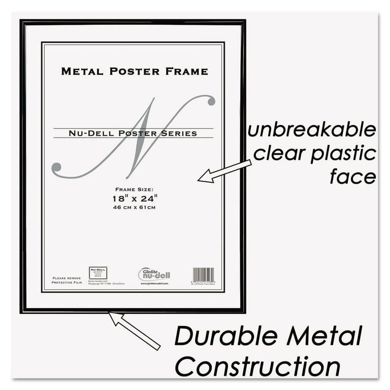Metal Poster Frame, Plastic Face, 24 x 36, Black Metal Poster Frame, Plastic Face, 24 x 36, Black