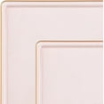 thumbnail image 2 of Combo Set 7.75" Dessert Plates and 10.75" inch Square Pink Plastic Plates with Gold Rim, Disposable China Like Party Plate, Heavy Duty Dinner Charger Plate, Salad, Wedding, Tableware (30), 2 of 6