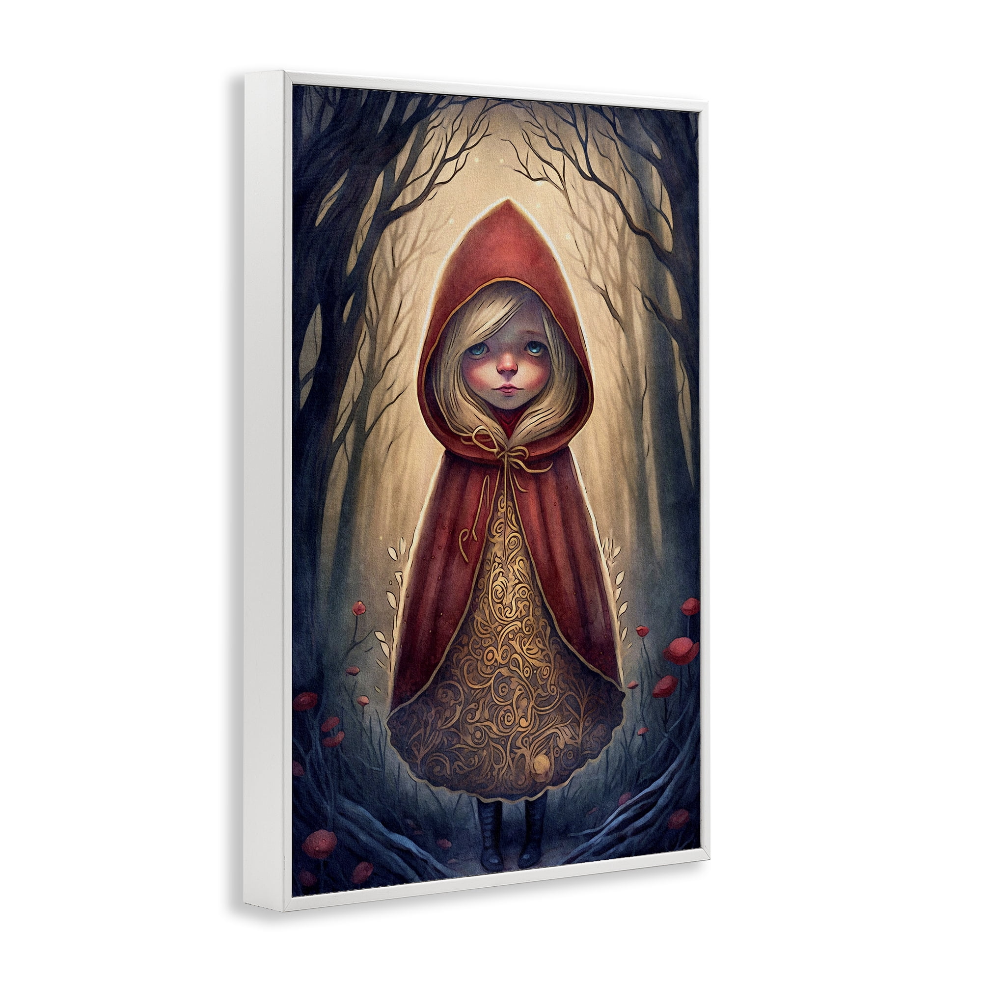 Stupell Industries Mystic Red Riding Hood Landscape Painting White Framed Art Print Wall Art, 12 x 18