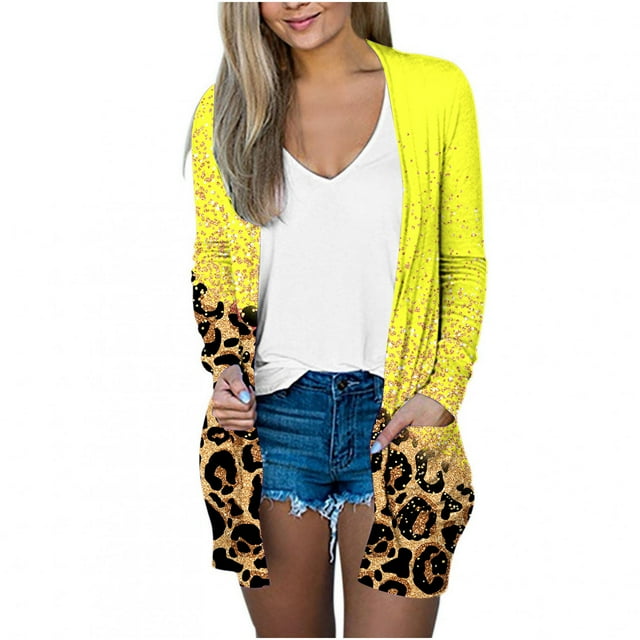 CEHVOM Mode Femmes Imprimé Cardigan à Manches Longues Ample Manteau Blouse Liquidation