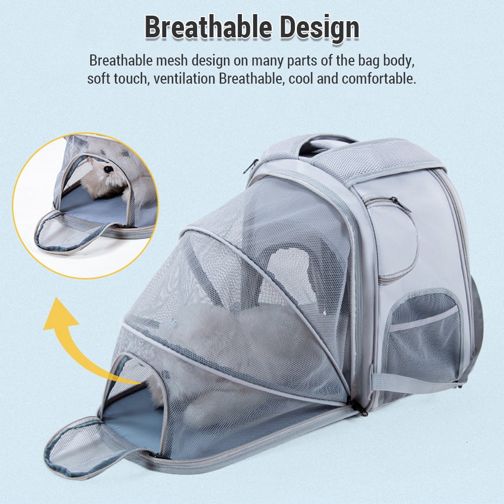 Dcenta Cat Backpack Carrier, Expandable Pet Carrier Backpack with Breathable Mesh for Kitten and Small Dog up to 13 Pounds, Airline Approved Travel Carrier
