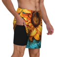 thumbnail image 2 of Fuzoiu Deep Yellow Colorful Sunflower Print Men's Swim Shorts,Quick-Dry Double-Layer Swim Trunks,Board Trunks,Beach Shorts Swimwear Bathing Suits-, 2 of 6