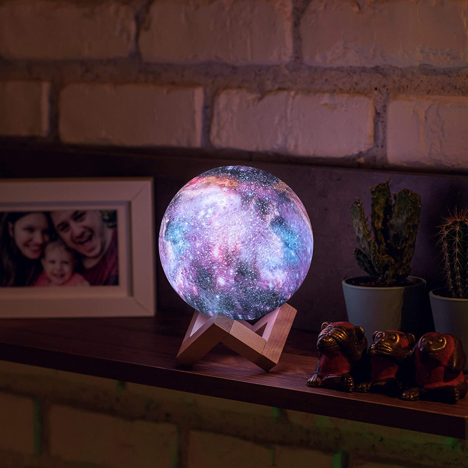16 Colors LED USB Star Galaxy Moon Lamp w/ Stand Remote 3D Bedroom Night Light 