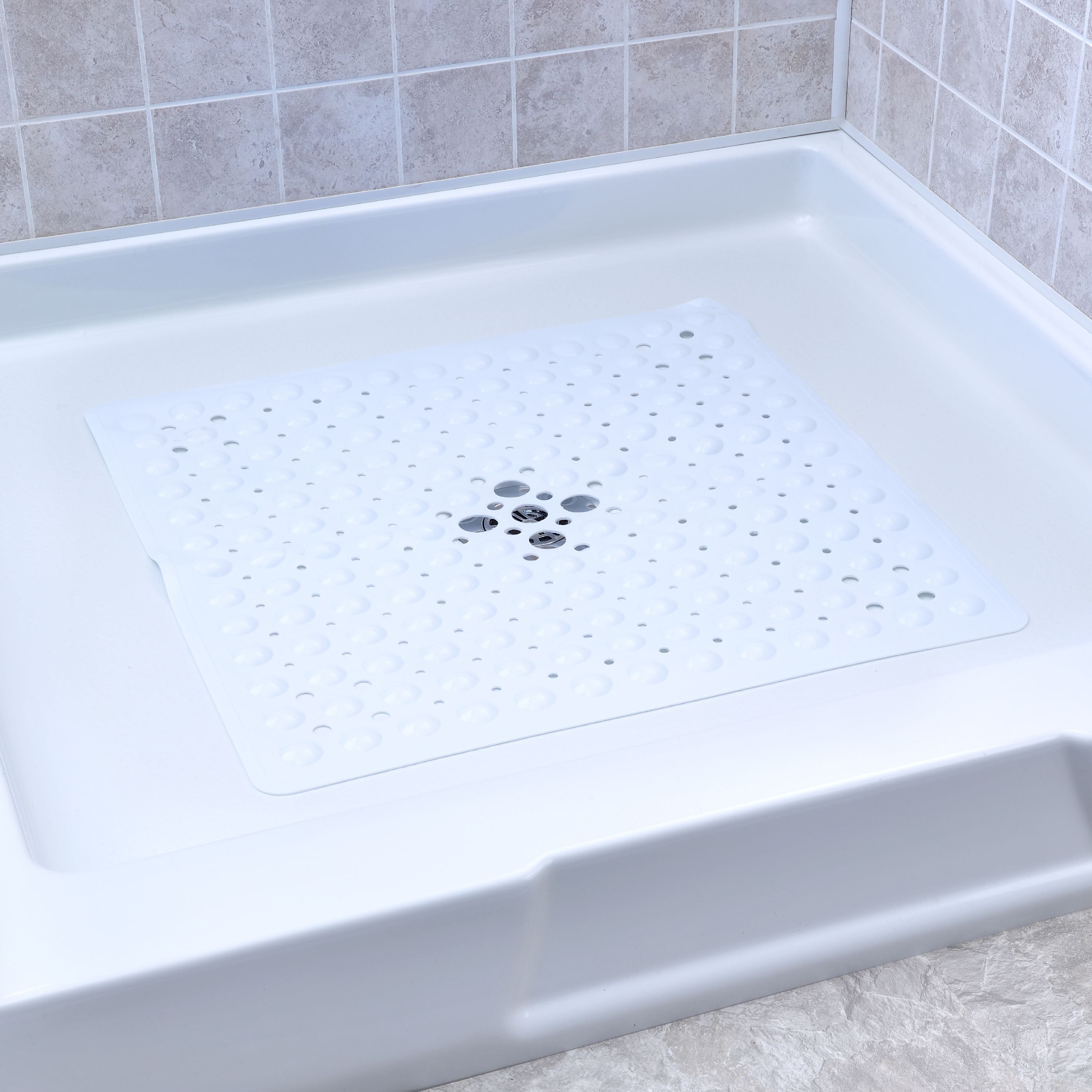 size 28" long x 16" wide Rubber bath tub mat in Slate 