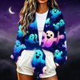 thumbnail image 2 of Gamivast Tie Front Cardigan for Women Halloween Long Lantern Sleeve Cropped Bolero Shrugs Print Lightweight Dress Cover Up Tops for Fall Party Casual Outerwear, 2 of 6