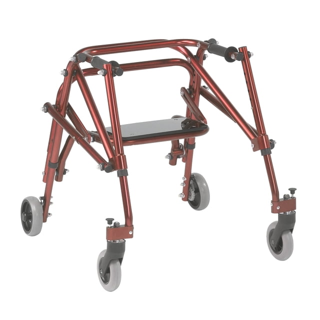 Inspirado en el andador posterior ligero Drive Nimbo 2G con asiento, color rojo castillo, tamaño pequeño