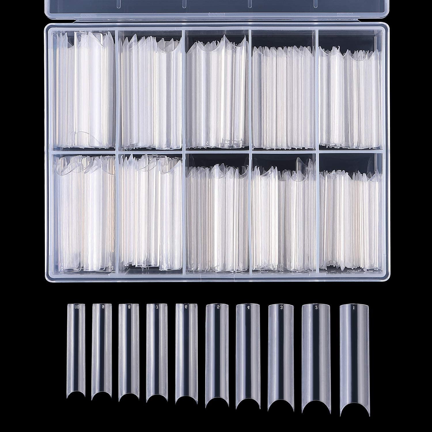200 Ct XXL Long Straight Square Shape Tips for Acrylic False Nail with Box (Clear)