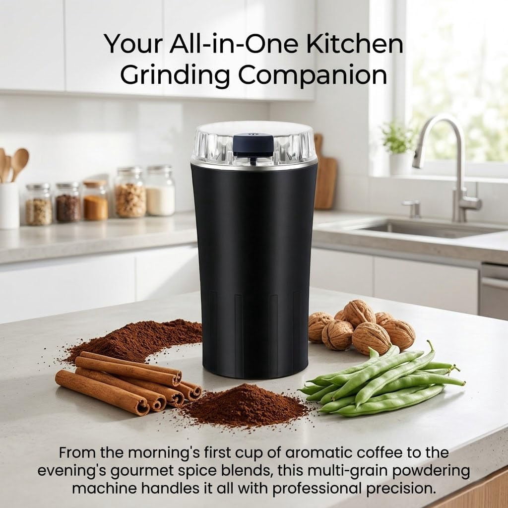 Household Superfine Grinder, Multi-Grain Powdering Machine Electric, 300W High Power Coffee and Spice Grinder with Stainless Steel Blades for Nuts, Seeds, Grains