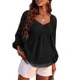 thumbnail image 1 of Blusas de manga larga con cuello en V, blusa de gasa de manga larga con volantes, blusas de manga larga de gasa, blusa de manga larga de rendimiento de primera categoría, 1 of 6