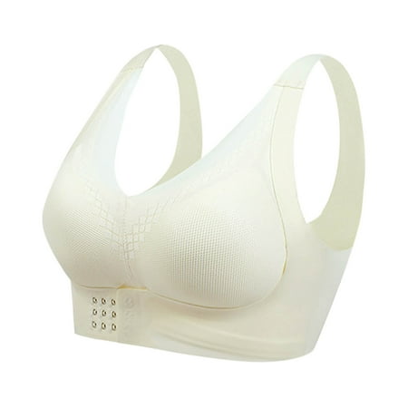 Nexjvus Nursing Bras Wirefree Button Soft Gathering Bra Fashion Lace Bra Size M-5XL