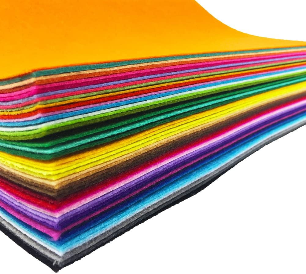 4 x 4 inches (10 x10cm) Assorted Color Felt Fabric Sheets Patchwork Sewing DIY Craft 1mm Thick with Sewing Kit for Choice (Felt only, 48pcs)