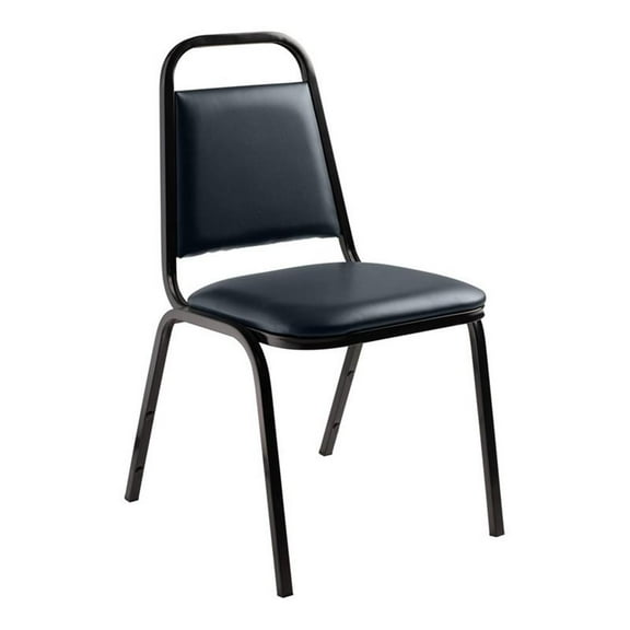 Pemberly Row 32" Modern Vinyl Upholstered Stack Chair in Midnight Blue