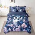 thumbnail image 6 of Manfei Jungle Owl Bed in a Bag Queen size, Romantic Pink Rose Bed Set, Dreamy Animal Reversible Bedding Queen Size, Breathable Bedroom Decorative, 7pcs, 6 of 6