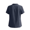 thumbnail image 5 of Admvng Women's Tops V Neck Side Slit Short Sleeve Breathable Casual Basic Button Shirts, 5 of 7