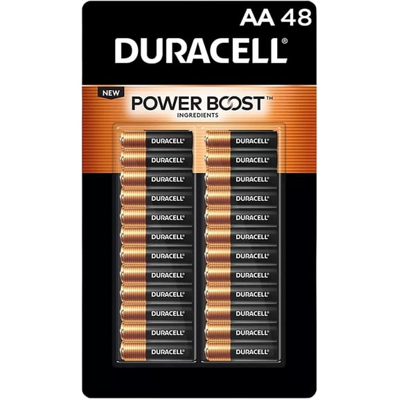 Duracell Coppertop Alkaline-Manganese Dioxide AA Battery, 1.5V, Pack of 48