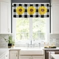 thumbnail image 3 of Kitchen Cafe Window Tier Curtains and Valance 3 Pieces Set Watercolor Sunflower Rod Pocket Window Valances Panel Privacy Short Drapes Window Treatment for Bedroom Country Black White Buffalo Plaid, 3 of 6