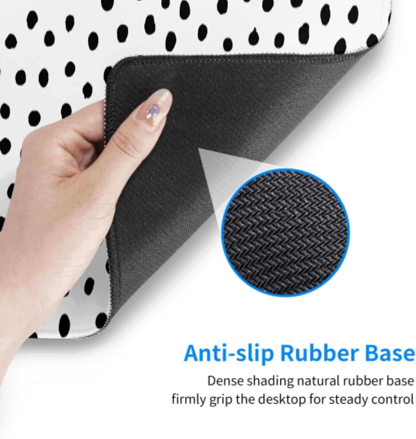 Black White Dot Boho Mouse Pad 31.5 X 11.8 Inch XL Cute Polka Dots Gaming Mousepad Extended Large Laptop Keyboard Mouse Mat Non-Slip Rubber Base with Stitched Edges for Home Office