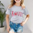 thumbnail image 2 of Sgkm Girls T Shirts Trendy Love Cute Printed Short Sleeve Crewneck Top Girls Clothes Summer Holiday Party Tee Grey 9-10 Years, 2 of 5