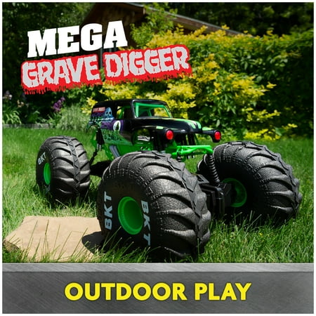 Monster Jam, Mega Grave Digger All-Terrain Remote Control Monster Truck, 1:6 Scale