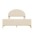 thumbnail image 3 of Full Size Upholstered Platform Bed with Classic Semi-circle Shaped headboard and Mental Legs, Velvet, Beige WQ-117, 3 of 9