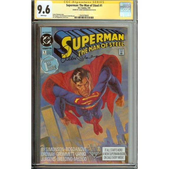 Marvel Comics Superman Man of Steel #1 CGC 9.6 Signed Louse Simonson