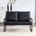 thumbnail image 3 of BSHTI Stylish Two-Seater Sofa Chair with 2 Pillows-Comfortable PU Leather,High-Density Foam - Modern Design,Easy to Clean-Sturdy Metal Frame-Perfect for Cozy Living Spaces,Black, 3 of 24