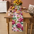 thumbnail image 2 of Pink Floral Table Runner - 48 Inch Long Watercolor Flowers Leaves Plants Watercolor Cotton and Linen Blended Dress Scarves Farmhouse Table Runner for Kitchen Dining, Coffee Table, 13" x 48", 2 of 8