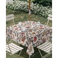 thumbnail image 2 of Outdoor Tablecloth with Umbrella Hole, Orange Red Leaf Spillproof Waterproof Outdoor Table Cover, Vintage Farmhouse Boho Pastoral Tribal Patio Tablecloths for Party/Garden/Picnic, Square 60"x60", 2 of 9