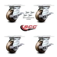 thumbnail image 2 of 4 Inch High Temp Phenolic Caster Set with Roller Bearing and Brakes/Swivel Locks, 2 of 2