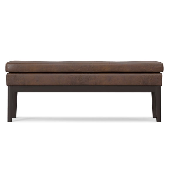 Rectangle Ottoman Bench - 45" Wide Vegan Leather Footrest - Distressed Brown