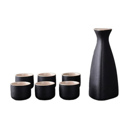LeeQinersw Japanese Sake Set Adults Gifts Decoration 1 Pot and 6 Cups Ceramic Sake Pot Cups